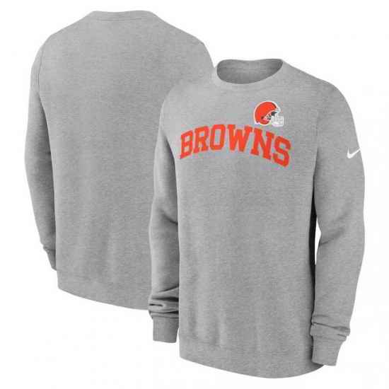 Men Nike Heather Gray Cleveland Browns Club Pullover Sweatshirt